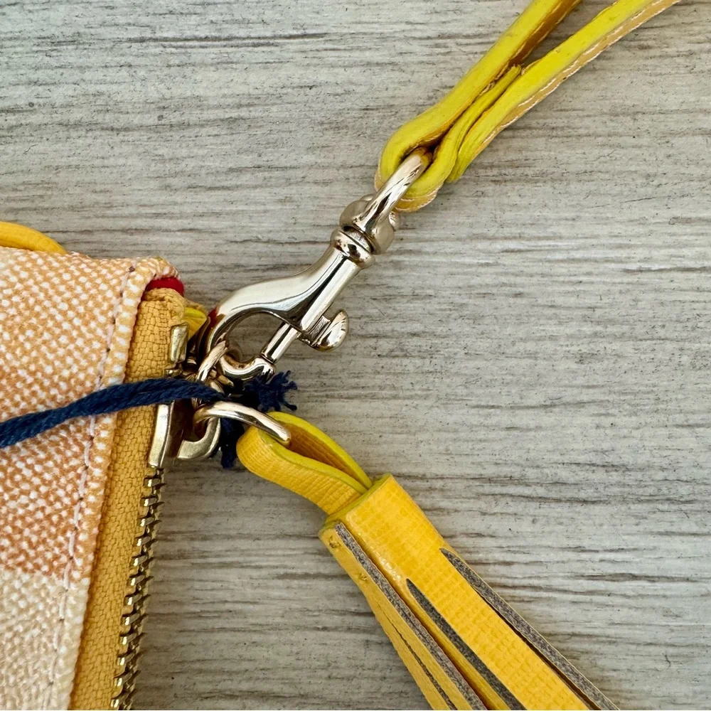 Dooney and Bourke Quadretto Yellow Plaid Kirby Small Carrington Wristlet - NEW - Picture 5 of 9